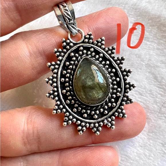 You Choose! 925 Fancy Flash Labradorite Pendant Necklace - Picture 6 of 9